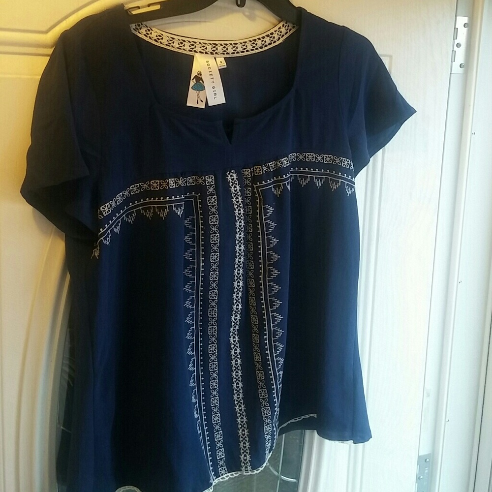 Navy Babydoll Top